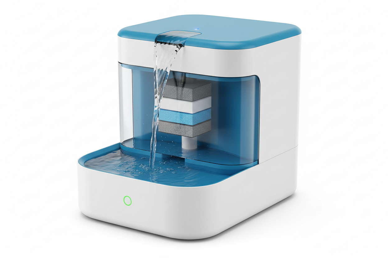 Automatic dog water fountain with silent pump, multi-layer filtration, and continuous clean water supply for medium to large dogs