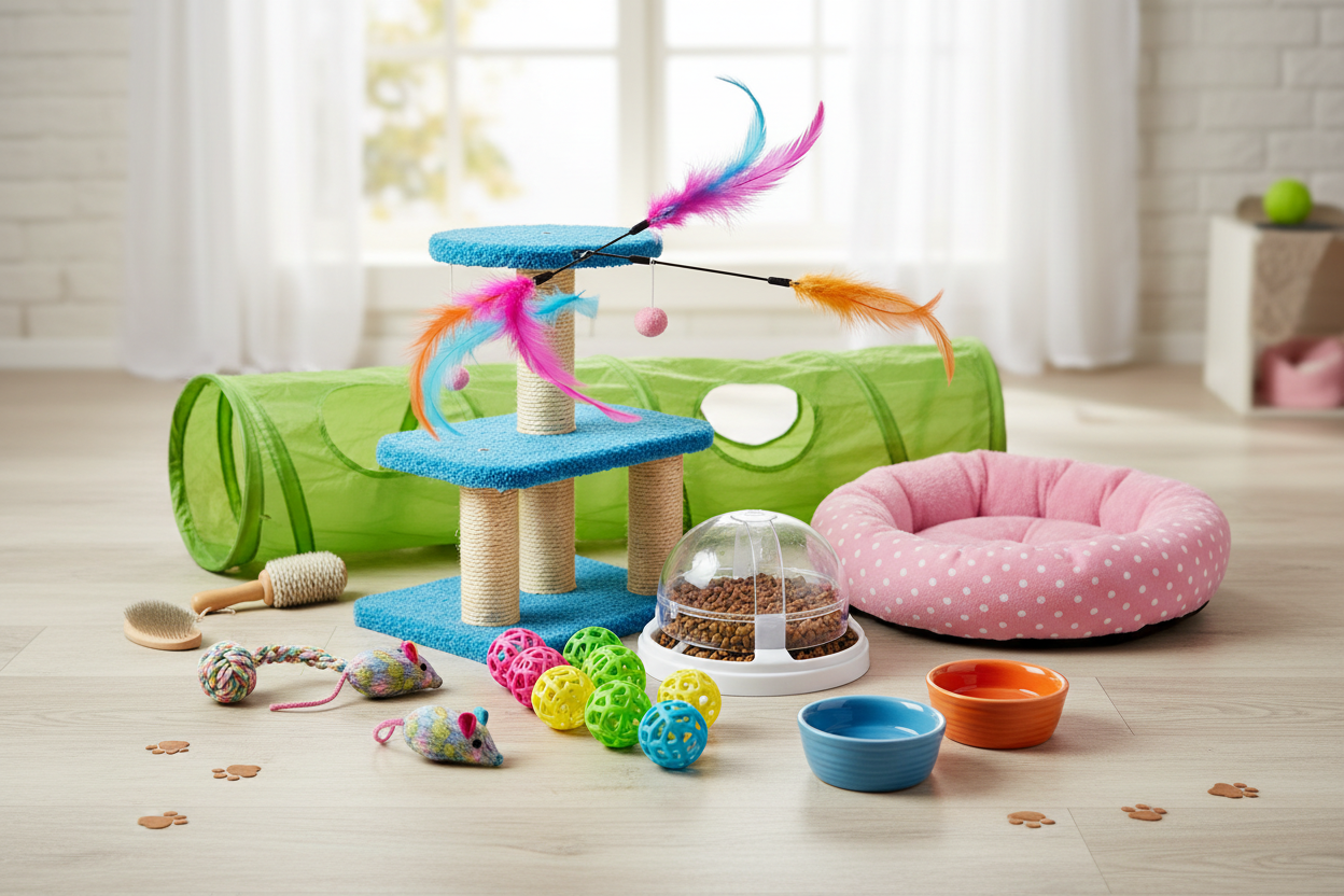 Engaging toys and essentials from the Cats Supplies Collection, designed to stimulate the natural instincts and curiosity of cats.