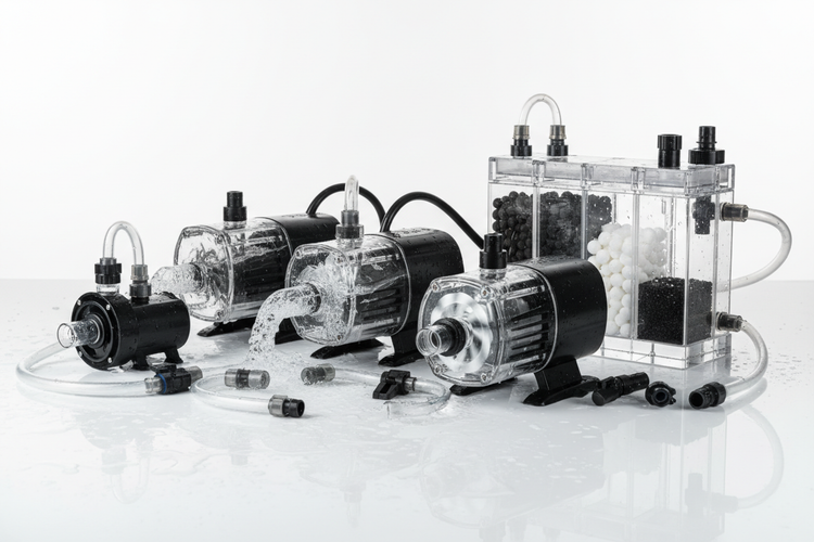 High-performance aquarium pumps and filtration accessories designed to improve water movement, boost oxygen levels, and support healthy aquatic ecosystems.