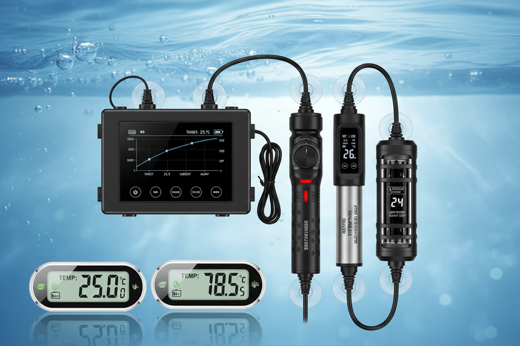 High-quality aquarium heaters and thermometers designed for stable temperature control, featuring digital displays, submersible safety, and adjustable settings for freshwater, saltwater, and reef tanks.