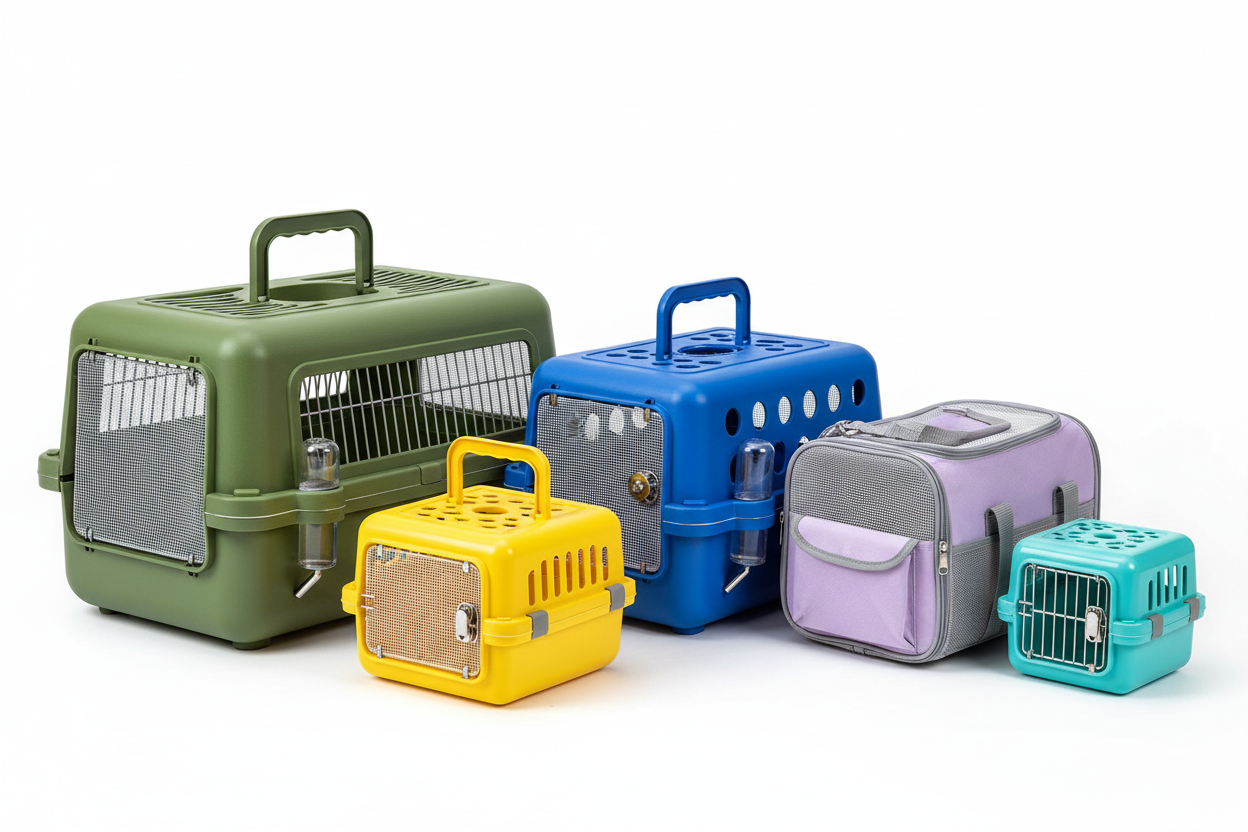 High-quality small animal travel carriers featuring breathable panels, secure locks, water bottle attachments, and durable construction for rabbits, hamsters, chinchillas, and guinea pigs.