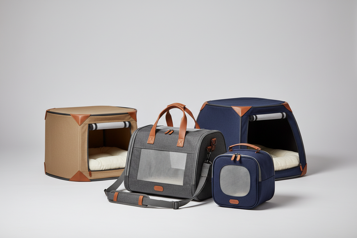 Premium pet travel gear from the Dogs Carriers & Houses Collection, blending ergonomic functionality with sophisticated style for seamless journeys together.