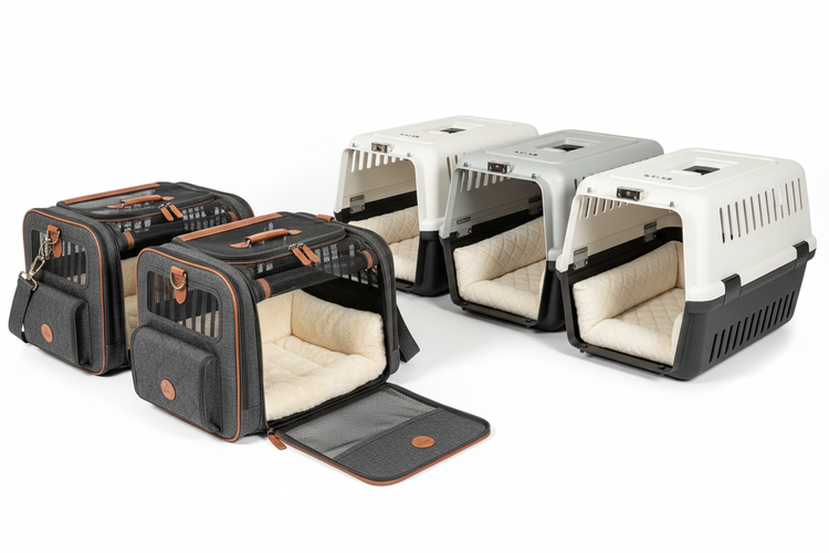 Premium soft and hard cat carriers featuring ventilation mesh, padded interiors, and durable construction for vet visits and travel.
