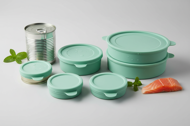 Reusable airtight silicone lid for dog and cat food cans, multi-size fit, keeps pet food fresh and sealed