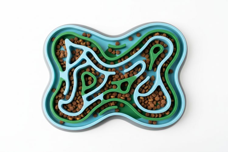 Slow-feeding puzzle mat for dogs to reduce stress and improve digestion