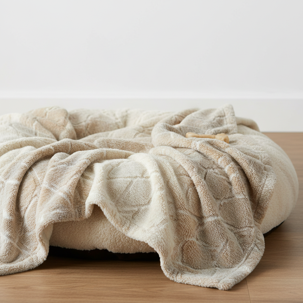 Soft warm fleece dog bed blanket for puppies and adult dogs, machine washable