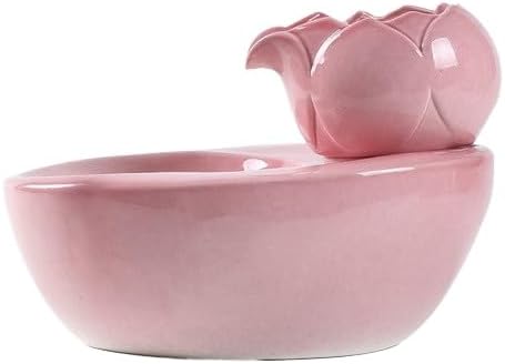 Ceramic Water Fountains for Cats Indoor Small Dog Pet Water Bowl Dispenser Automatic Rabbit (Samll,Pink)
