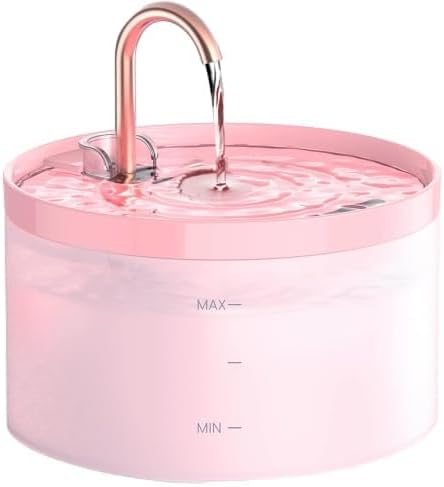 Cat Water Fountain Pink for Drinking: 67oz/2L Cat Fountain - GIOTOHUN Cute Pet Water Fountain for Cats Inside - Quiet Pet Fountain - Faucet Cat Drinking Fountain - Suitable for Kitty & Kitten
