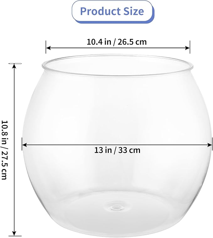 MOLIGOU 5 Gallon Plastic Fish Bowl, Large Aquarium Bowl, Shatterproof Fish Tank for Betta Fish, Goldfish, Plant Terrarium