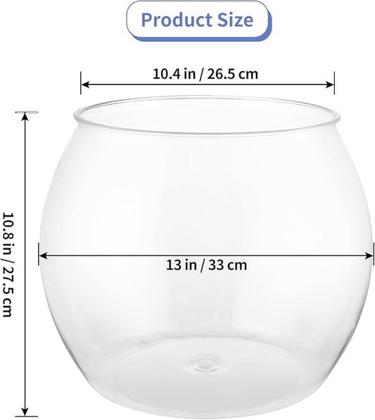MOLIGOU 5 Gallon Plastic Fish Bowl, Large Aquarium Bowl, Shatterproof Fish Tank for Betta Fish, Goldfish, Plant Terrarium