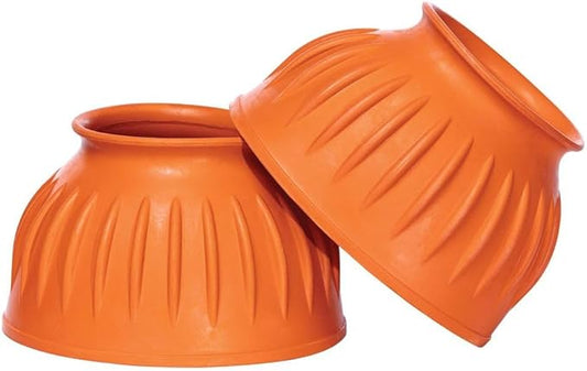 Dura-Tech Pull On Ribbed Rubber Bell Boots for Horses | Durable Shock Absorption | Rolled Collar for Comfort | Secure Pull-On Fit | Color Orange | Size X-Large