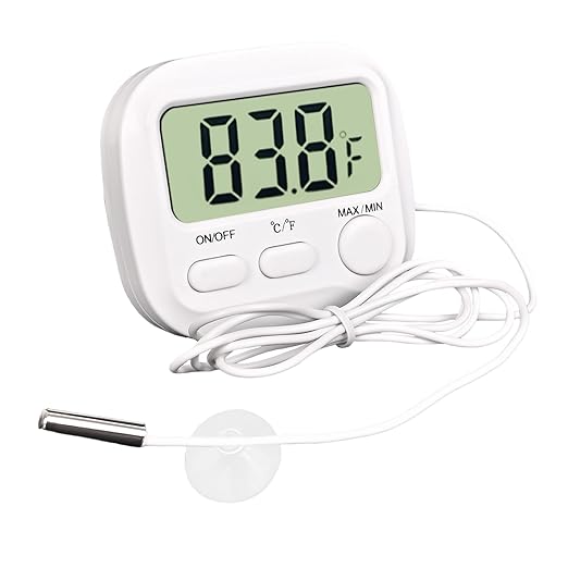 Digital Aquarium Water Thermometer with Large LCD Screen, Measurement Range -58℉ to 572℉, Display ±1℉/±0.5℃, Fish Tank Decoration Accessories, Idea for Reptile, Aquatic, Tub, Refrigerator and Freezer