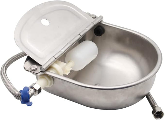 Automatic Water Feeder Trough Bowl with Pipe for Cattle Horse Goat Sheep Dog Animals Stainless Pet Livestock Tool