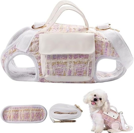 Dog Lift Harness Backpack for Small Dogs, Adjustable Straps Dog Sling Carrier for Hiking, Travel, Outdoor – Purple Medium