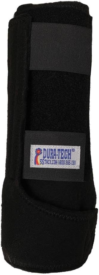 Dura-Tech Fast Wrap Polo Wraps for Horses | Size Medium | Color Black | Horse Leg Protection | One Piece Construction | Conforming Fit | Enhanced Support | Secure Hook & Loop Straps
