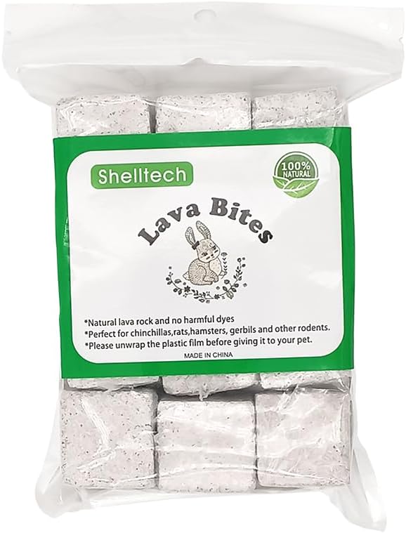 Shelltech 12 Pack Small Animal Lava Bites, Hamster Chew Toys Chew Treats Teeth Grinding Block for Hamster Chinchilla (12 Pack-Square-Mini)