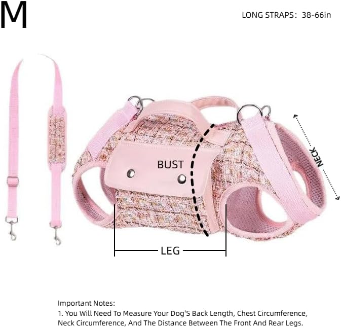 Dog Lift Harness Backpack for Small Dogs, Adjustable Straps Dog Sling Carrier for Hiking, Travel, Outdoor – Pink Large