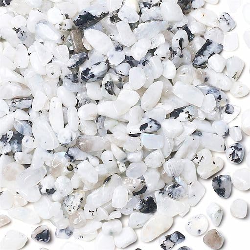 YATOJUZI Moonstone Aquarium Gravel Rocks Bulk Wholesale Tumbled Crystals Stones Chips Crushed Reiki Energy Balancing Gemstones for Planters Vase Filler Fountain Fish Tank Potted Decor 0.44LB