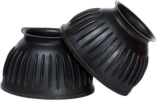 Dura-Tech Pull On Ribbed Rubber Bell Boots for Horses | Durable Shock Absorption | Rolled Collar for Comfort | Secure Pull-On Fit | Color Black | Size Medium