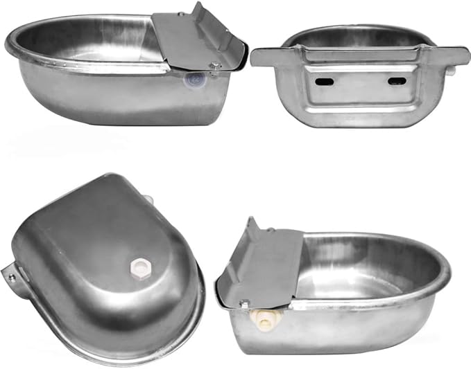 Automatic Horse Waterer Large Livestock Water Bowl 1.35Gal Stainless Steel Trough for Cattle Cow Pig Sheep Pet Dog
