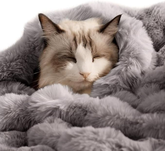 Dog Blanket Ultra Soft Fuzzy Faux Fur Cat Blankets for Indoor Cats Ultra Soft Plush Faux Fur Machine Washable Reversible Pet Throw Protector for Couch Furniture 28"X 22" Dark Gray