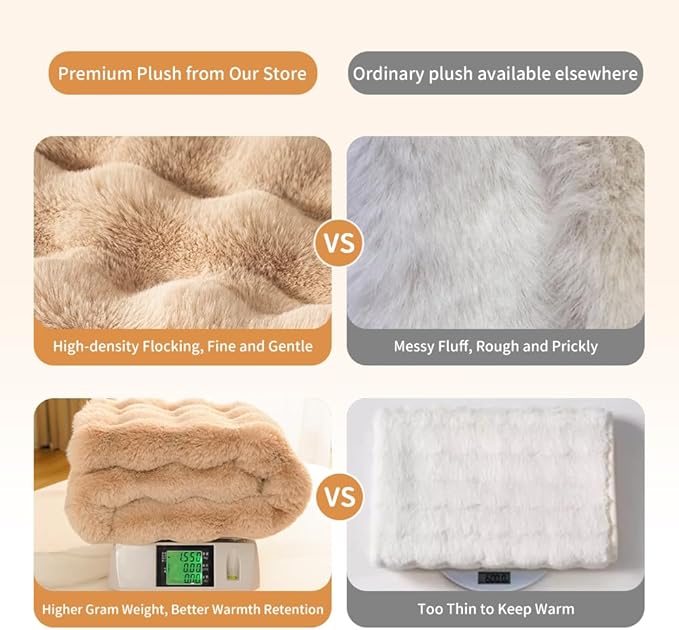 Dog Blanket Ultra Soft Fuzzy Faux Fur Cat Blankets for Indoor Cats Ultra Soft Plush Faux Fur Machine Washable Reversible Pet Throw Protector for Couch Furniture 28"X 22" Latte Coffee