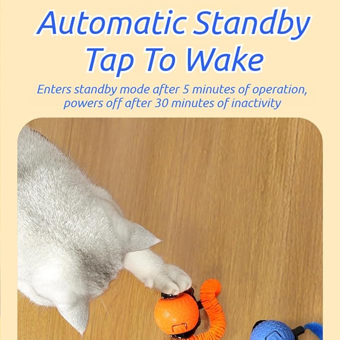 BIBIFACTORY 2026 New The Smart Wave Chase Ball, Revolutionary Smart Chase Ball 3.0, Interactive Fast Moving Ball with Tail, Automatic Cat Chase Balls Toy for Dog Cat Indoor Play (Orange)