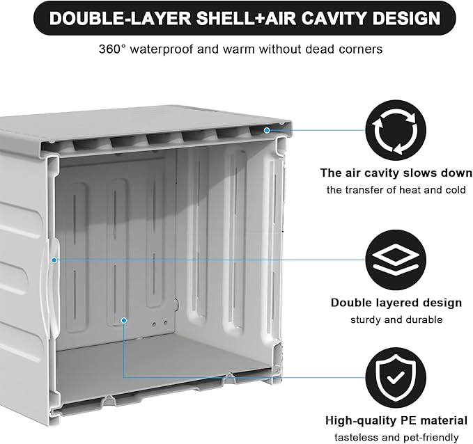 Dahivs Heated Cat House for Outside, High Insulated Heated Outdoor Cat Shelter 100% Weatherproof with Escape Door, Elevated Outdoor Cat House with Heater for Feral Stray Barn Cat Kitty 17.7"x17"x17.5"