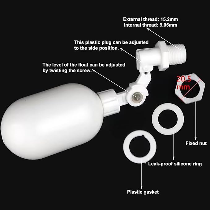 1/4" inch Tube Water Filter Float Ball Valve Adjustable Liquid Level for RO Water Reverse Osmosis System Fish Aquarium Pond Water Pump Reservoir Tank Mount Aquaculture 1 Piece