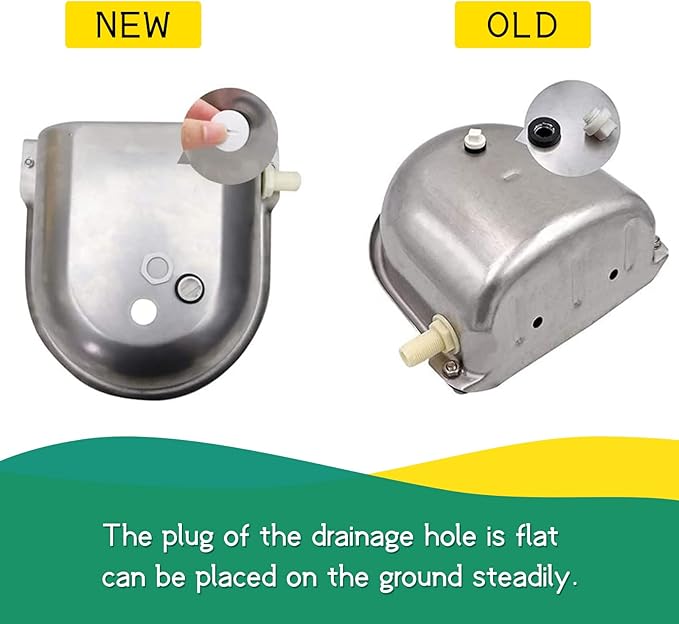 Automatic Horse Drinking Waterer Bowl,Upgrade Stainless Steel Farm Livestock Water Dispenser with Drain Hole and Float Valve for Horse,Dog, Chicken,Goat,Pig (B)