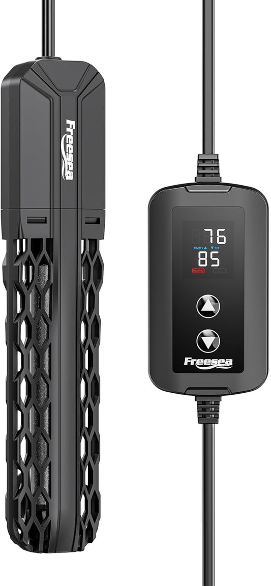 FREESEA Aquarium Heater for Fish Tank: 100W/200W/300W/500W Submersible Fish Tank Heaters with Over-Temperature and Off-Water Protection for 10-20 Gallon Saltwater and Freshwater