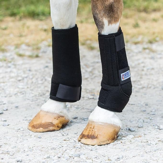 Dura-Tech Fast Wrap Polo Wraps for Horses | Size Medium | Color Black | Horse Leg Protection | One Piece Construction | Conforming Fit | Enhanced Support | Secure Hook & Loop Straps