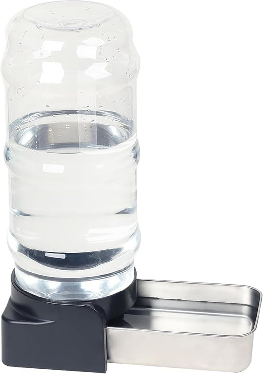 PAKEWAY Large Capacity Gravity Water Dispenser for Dogs, 2.3 Gallon Stainless Steel Pet Water Bowl for Medium & Large Pets, Low Refill Automatic Waterer with Filters