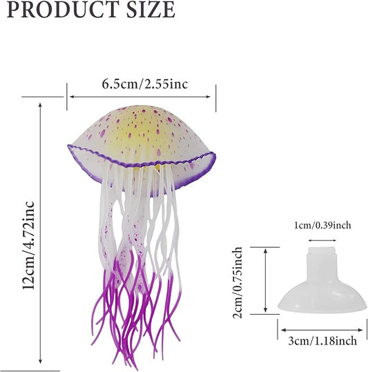 WishLotus Aquarium Jellyfish Decoration, Soft Silicone Glowing Aquarium Decorations Fluorescent Jellyfish with Suction Cup New Upgraded Simulation Aquarium Decor for Various Fish Tank (B, Purple)