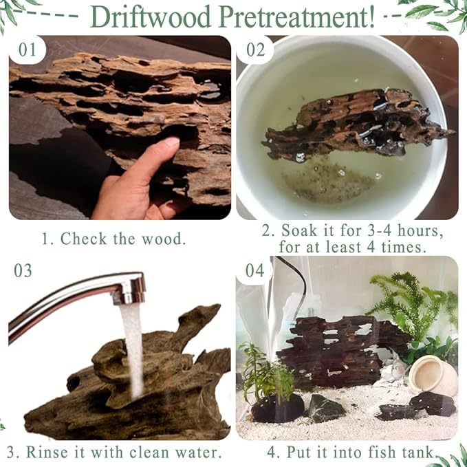 Hamiledyi Natural Driftwood for Aquarium Decor Sinkable Reptile Wood Branches Fish Tank Log Habitat Decorations Terrarium Ornament Assorted