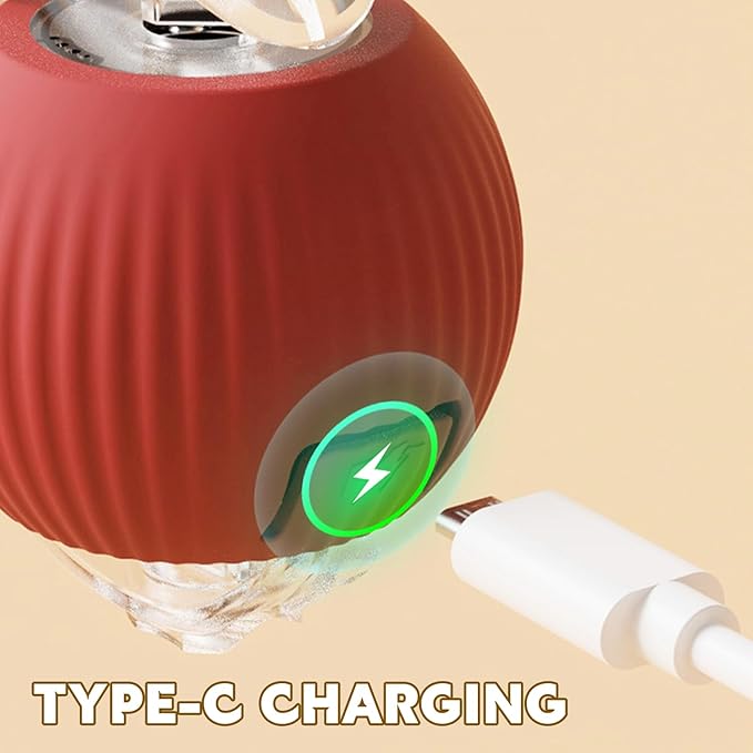 DVHNMK Chewie Viral 360 Smart Automatic Rolling Pet Ball - Interactive Dog & Cat Toy (Red)