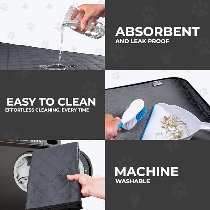 Washable Rabbit & Guinea Pig Cage Liner & Bedding for Midwest (24"x47"), 2 Pack, Easy to Clean Unlike Fleece, Waterproof, Absorbent, Non-Slip Pee Pad, Reusable Bunny Mat for Small Animals