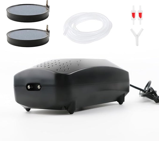 Coospider Upgrade 8W Aquarium Air Pump, Ultra Quiet Aquarium Bubbler, Dual Outlet Fish Tank Bubbler Adjustable Airflow for Large Aquarium Oxygen Generator with Air Stone for 20-600 Gallon