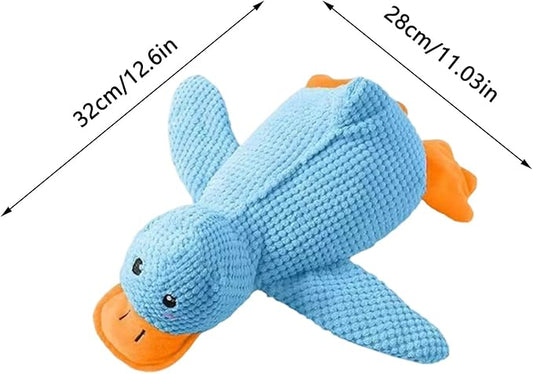Durable Duck Dog Toy with Squeaker, Tough Plush Chew Toy for Teething and Play - Anxiety Relief for Medium Breed Dogs, Not for Children (Blue, Medium)