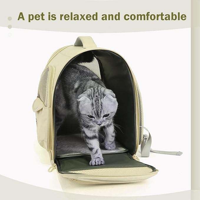Cat Carrier Backpack,Large Space Animal Carrier Backpacks for Small Dogs Kitten and Medium Cats, Comfort & Safety,Design Reduces Pressure for Travel Outdoor and Vet Visits (Yellow)