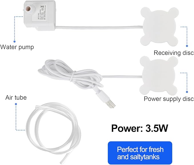 Wireless Induction Aquarium Small Water Pump For Fish Tank,Ultra Quiet 4.5w Fountain Submersible Pump With Adjustable Flow (40GPH) Water Feature,Tabletop Fountain,Pet Fountain By Fluxowireless