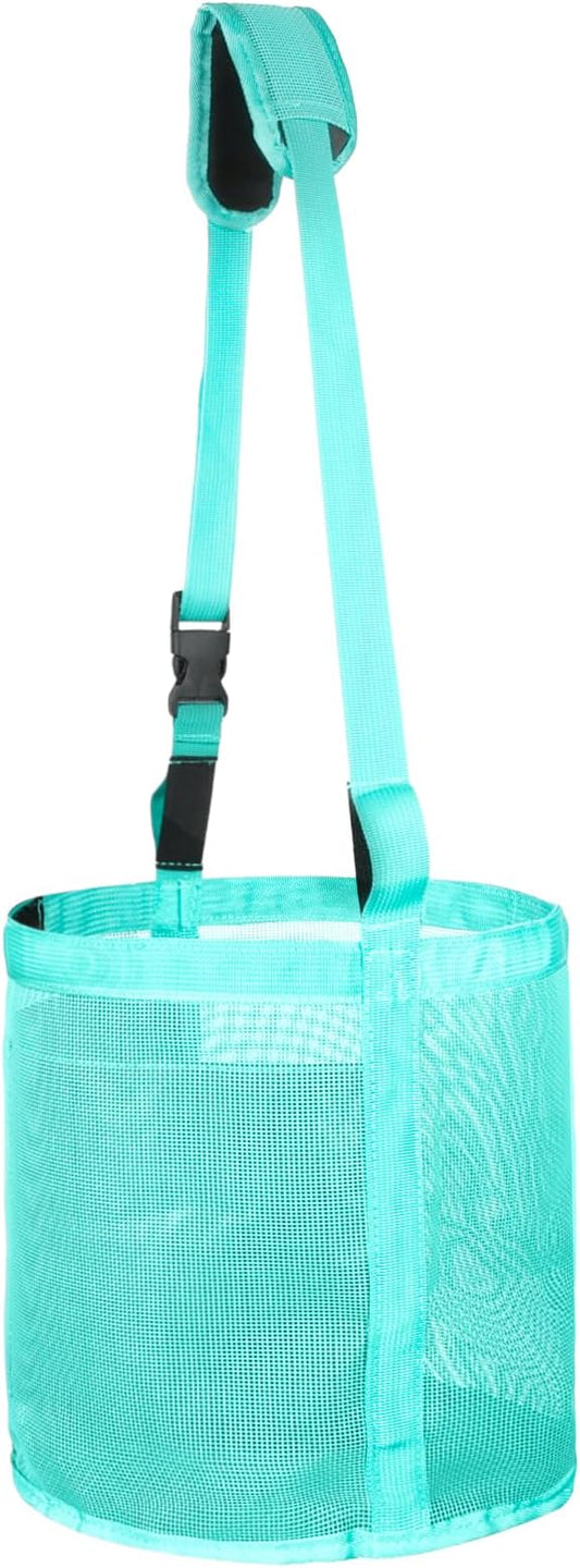 Heavy Duty Durable Waterproof Horse Feed Bag with Adjustable Strap - Mesh Grain Design, Comfort Neck Pad & Nose Pad Mint Green