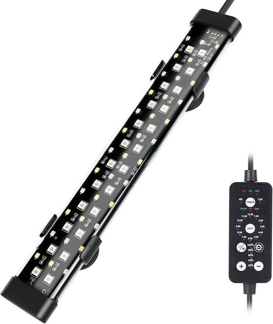 hygger Submersible LED Aquarium Light, 11W 12 in 24/7 Mode Fish Tank Light with 5 Rows Beads, with Timer 9 Colors and Adjustable Brightness, IP68 Waterproof Full Spectrum Light for 13-23 inch Tank