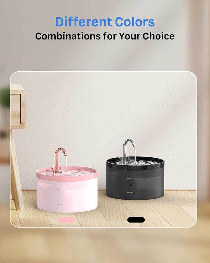 Cat Water Fountain Pink for Drinking: 67oz/2L Cat Fountain - GIOTOHUN Cute Pet Water Fountain for Cats Inside - Quiet Pet Fountain - Faucet Cat Drinking Fountain - Suitable for Kitty & Kitten