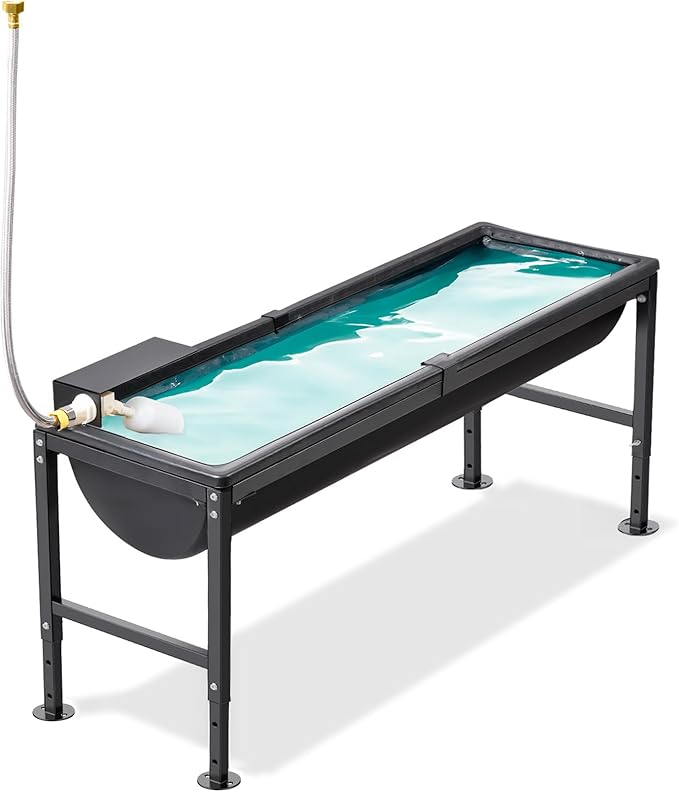 Automatic Animal Waterer 11 Gallon, Livestock Water Trough with Adjustable Stand, Automatic Water Dispenser with Float Valve, Easy to Assemble, Feeding Goat, Sheep, Horse, Dog in Farm