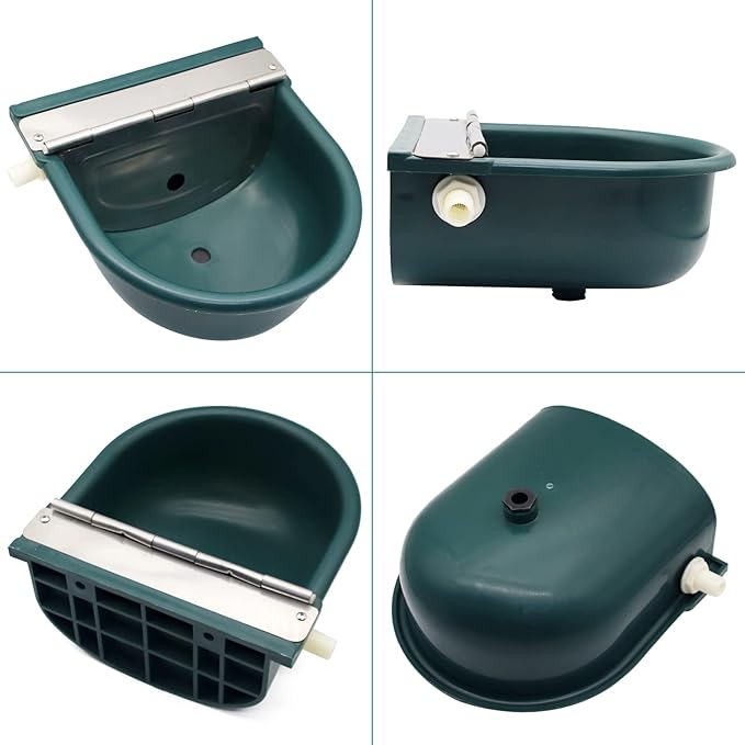 Automatic Water Bowl Plastic Livestock Waterer for Horse Cattle Goat Sheep Dog,Farm Grade Sheep Water Trough Bowl (with Drainage Hole & 39.37 inch Pipe)