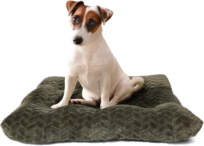 Necesitar 30 Inch Dog Crate Bed for Medium Dogs Washable Soft and Comfy Kennel Pad with Anti-Slip Comfy Sleeping Pillow Up to 40 lbs Pets,30x19 Olive Green