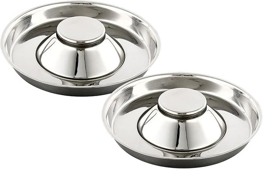Stainless Steel Pet Bowl for Puppy and Cat, Dog Food and Water Feeding Bowl, Puppies and Kittens Weaning Bowls, Multiple Dogs and Cats Eat and Drink Together (2PC, M)