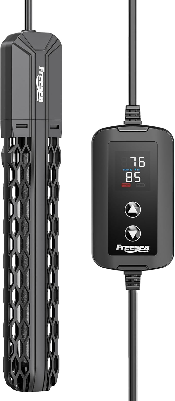 FREESEA Aquarium Heater for Fish Tank: 100W/200W/300W/500W Submersible Fish Tank Heater with Over-Temperature and Off-Water Protection for 40-75 Gallon Saltwater and Freshwater