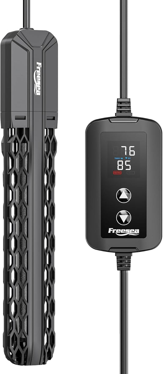 FREESEA Aquarium Heater for Fish Tank: 100W/200W/300W/500W Submersible Fish Tank Heater with Over-Temperature and Off-Water Protection for 40-75 Gallon Saltwater and Freshwater